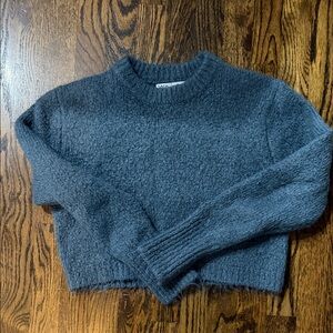 Zara Women's Charcoal / Grey-Blue Crew Neck Sweater